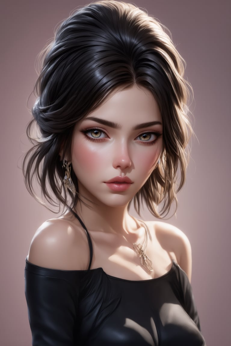 women. beautiful detailed face, black hair, pale skin, light skin, realistic skin, detailed fabric texture, detailed hair texture, perfect proportion, accurate, anatomically correct, highly detailed skin and face texture, modern, photorealistic, perfect face, hyper realism, mega realism, high quality. modern flannel, rock music style. messy hairstyle. whole body. black pants, black boots,digital art