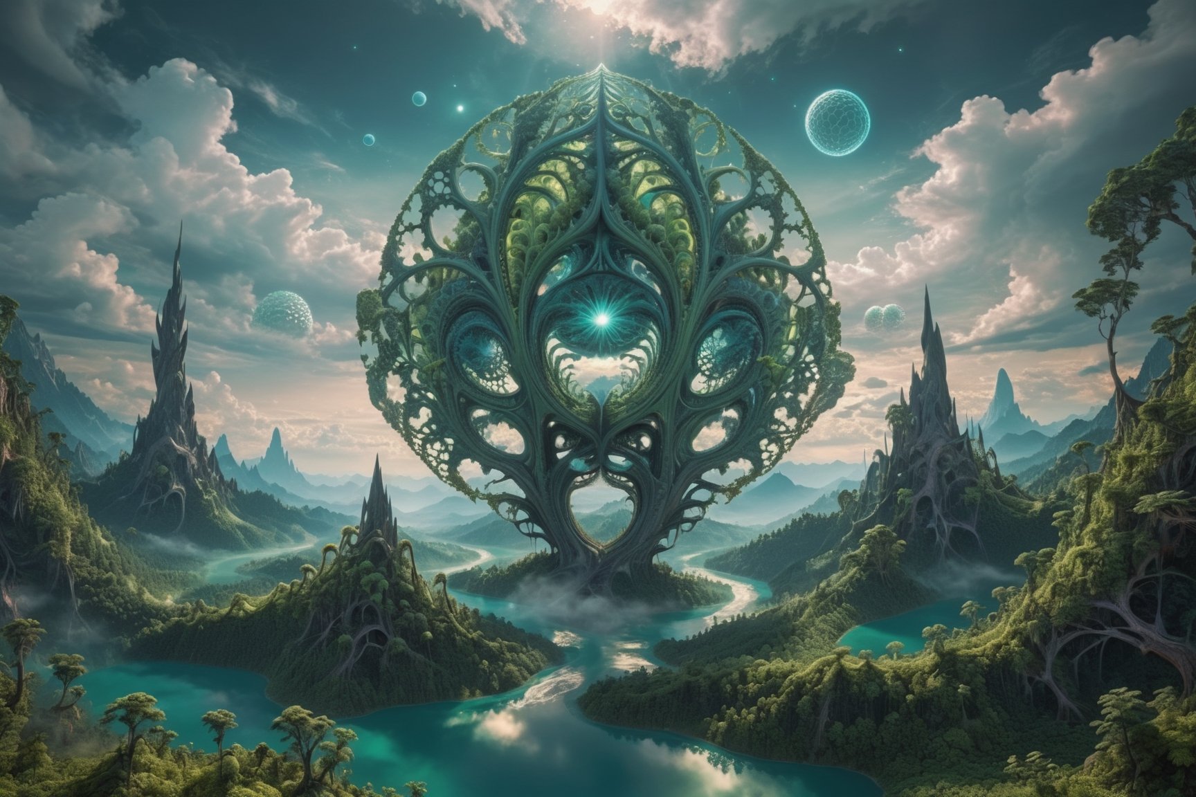 surreal Alien World landscape,  huge plant,  lush forests by Widi on Tensor.Art