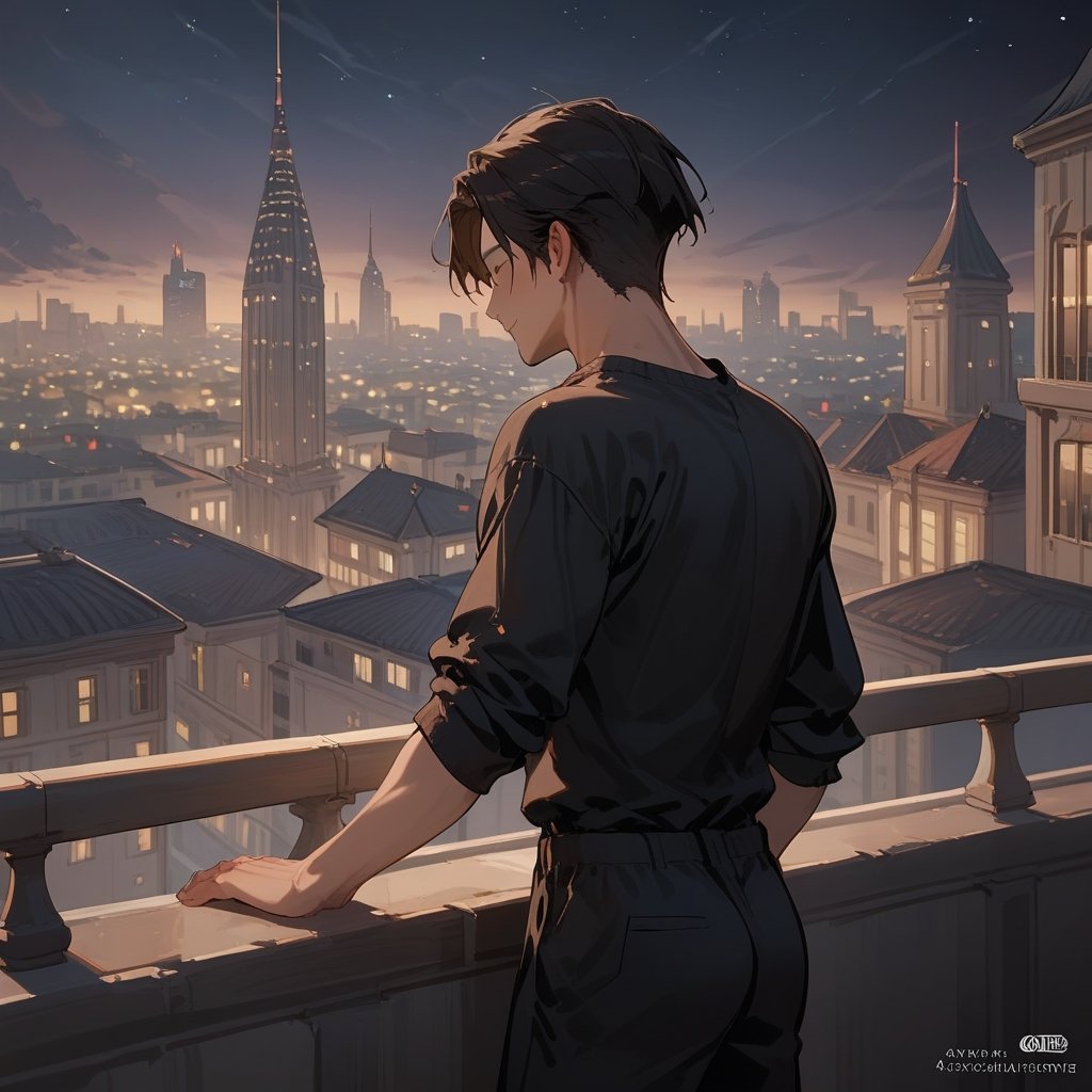 Score_9, Score_8_up, Score_7_up, Score_6_up, Score_5_up, Score_4_up,aa man black hair, sexy guy, standing on the balcony of a building,city, night,looking at the front building, wearing a black shirt, sexy pose,leaning on the railing,drinking a cup of te,
ciel_phantomhive,jaeggernawt,Indoor,frames,high rise apartment,outdoor