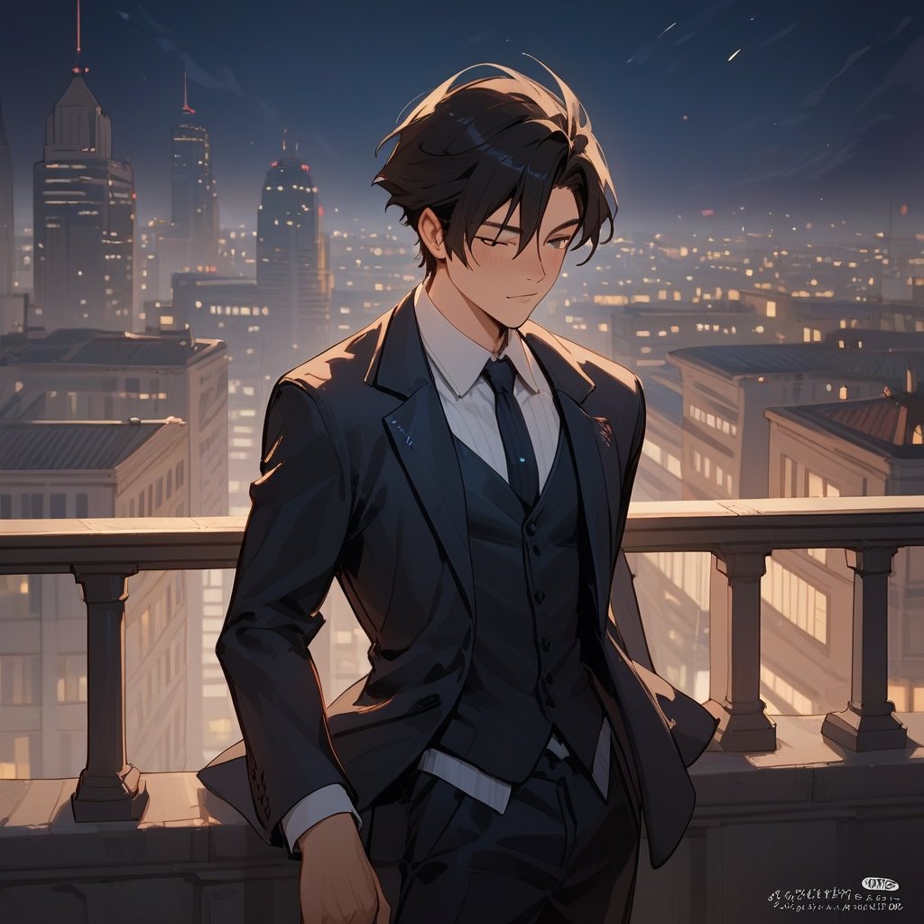 Score_9, Score_8_up, Score_7_up, Score_6_up, Score_5_up, Score_4_up,aa man black hair, sexy guy, standing on the balcony of a building, city, night,looking at the front building, wearing a suit, sexy pose, ciel_phantomhive,jaeggernawt