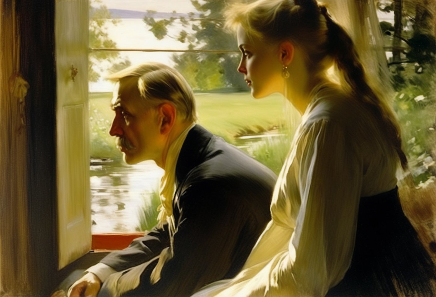 Art by Anders Zorn. A couple staring intensely at each other.