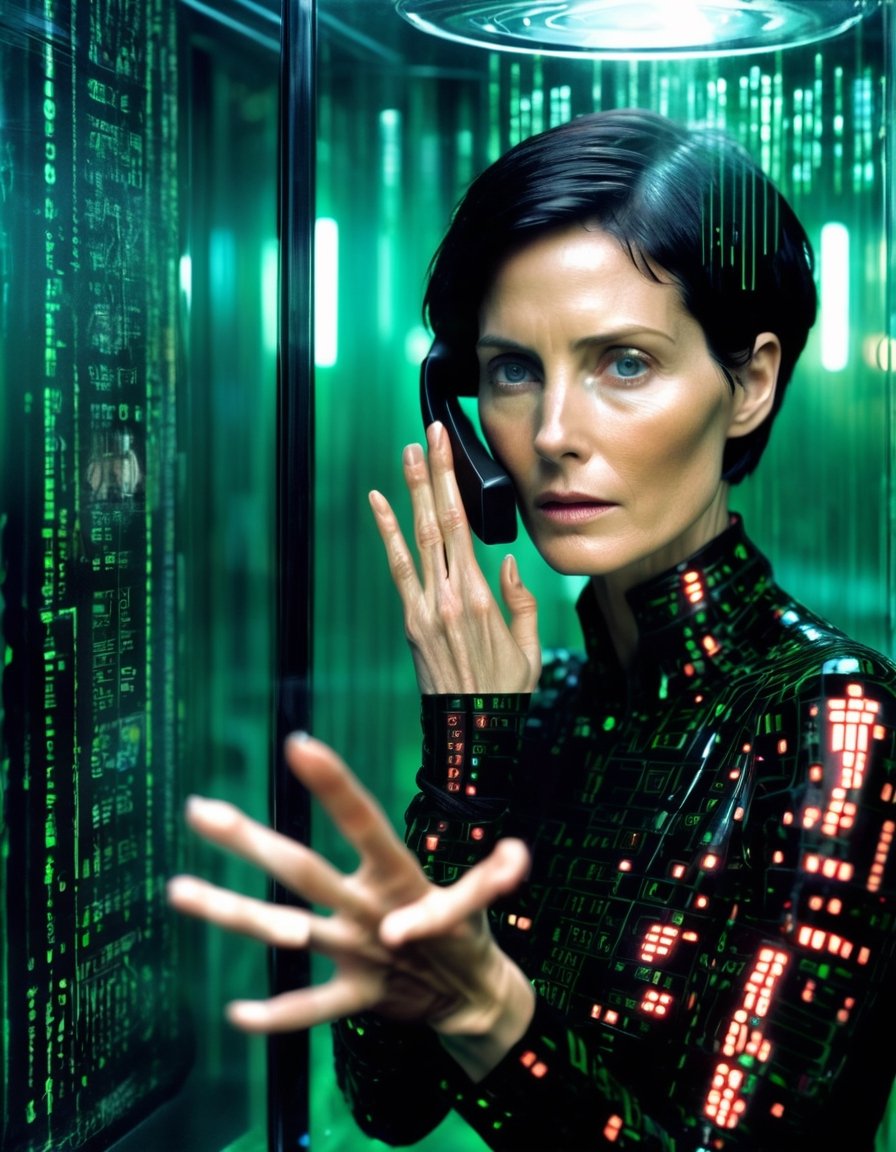 Cinematic photo full body,  [::0.15] cyberpunk Trinity (Matrix),  Carrie-Anne Moss by NobodyButMeow on Tensor.Art