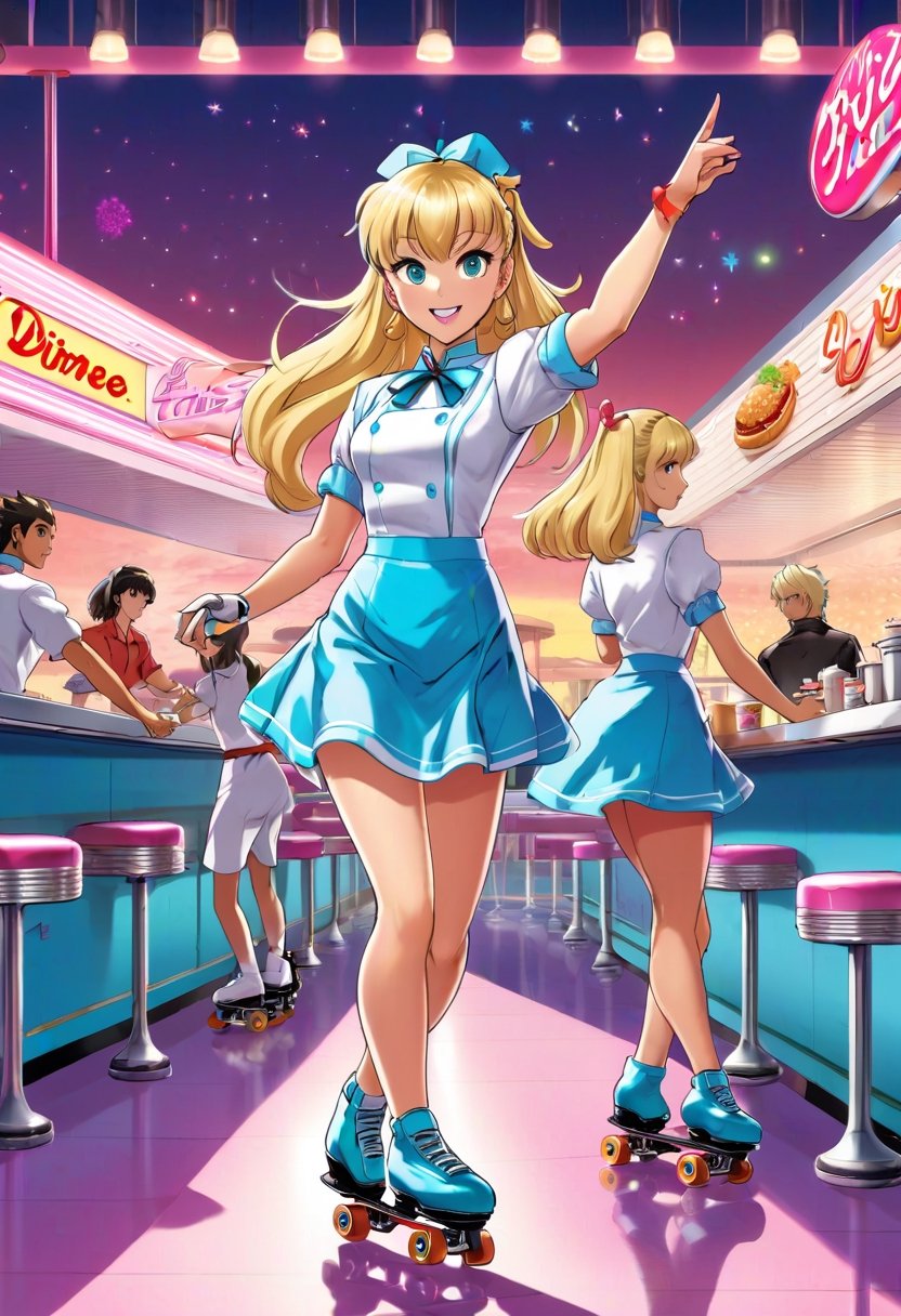 Anime Artwork,  waitress,  blonde by NobodyButMeow on Tensor.Art