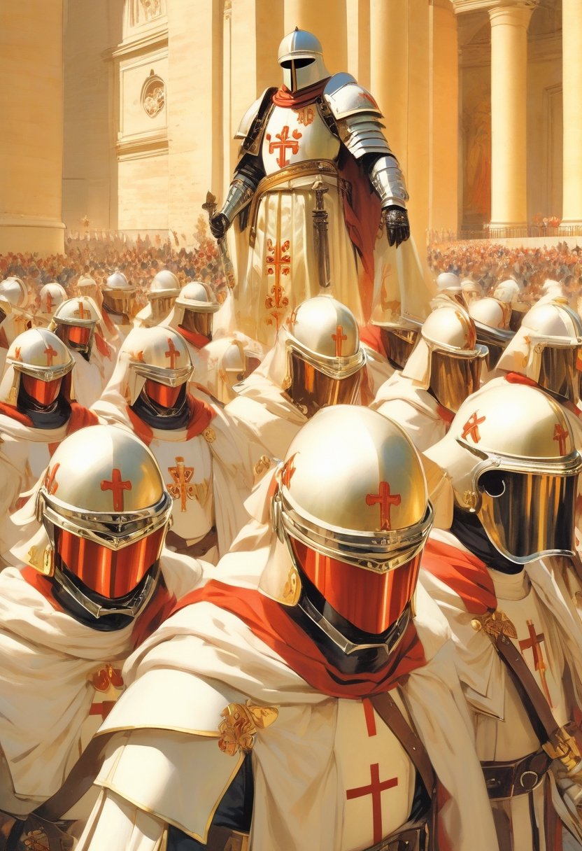 Anime artwork. knight templars dress as riot police at the vatican,  Canon 5d mark 4,  kodak ektar by NobodyButMeow on Ten...