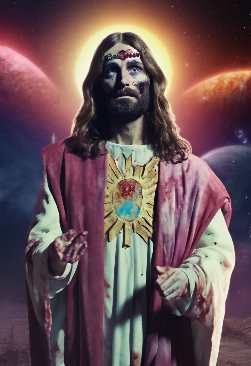 Cinematic Film Still of Cosmic Zombie Jesus by NobodyButMeow on Tensor.Art