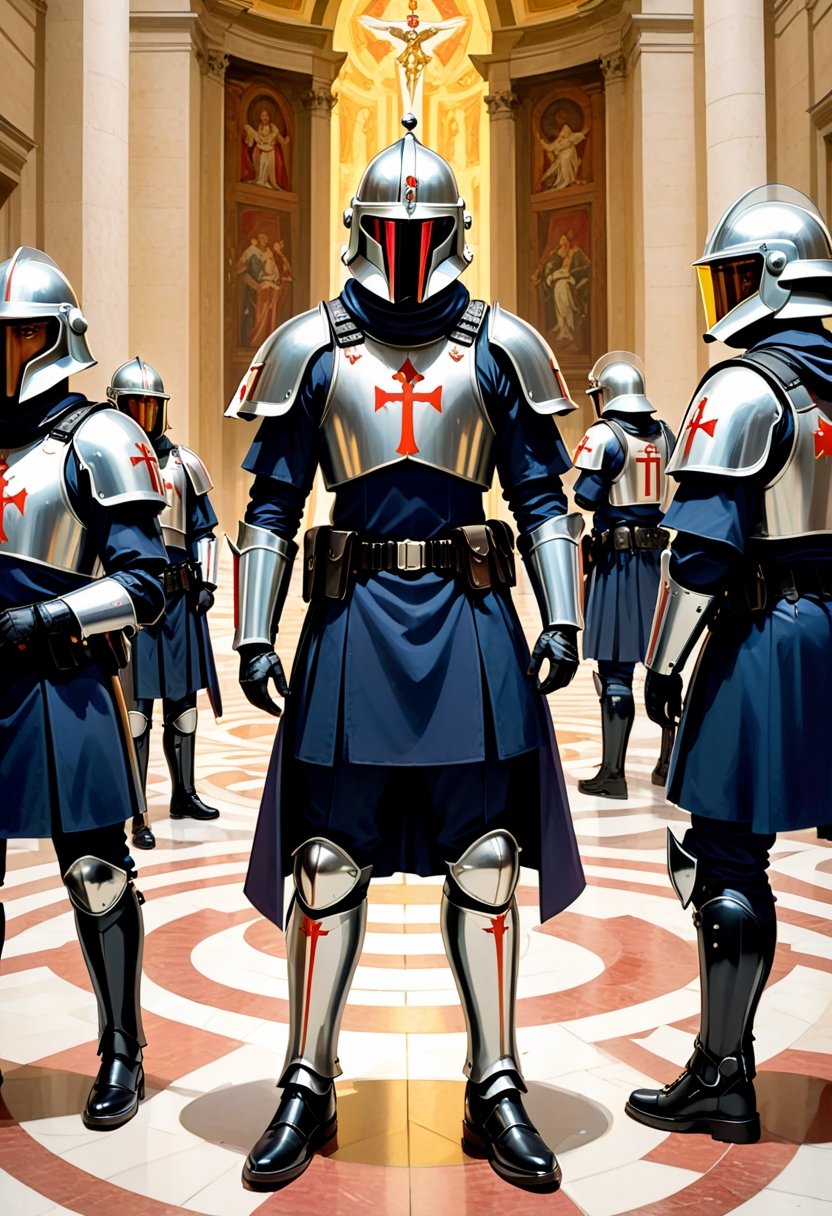 Anime artwork. knight templars dress as riot police at the vatican,  Canon 5d mark 4,  kodak ektar by NobodyButMeow on Ten...
