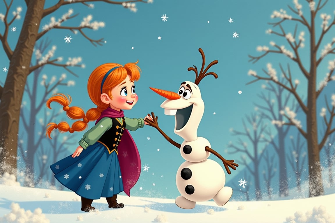 vintage walt disney frozen children´s book illustration by FantasiMen on Tensor.Art