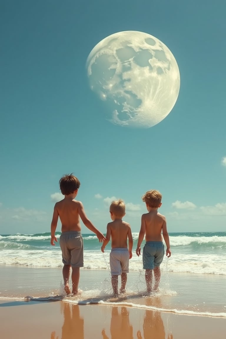 (((LITTLD KIDS))), 1BOY, 7 YEARS OLD, PLAYING AT BEACH, IN MAR, ON MOON