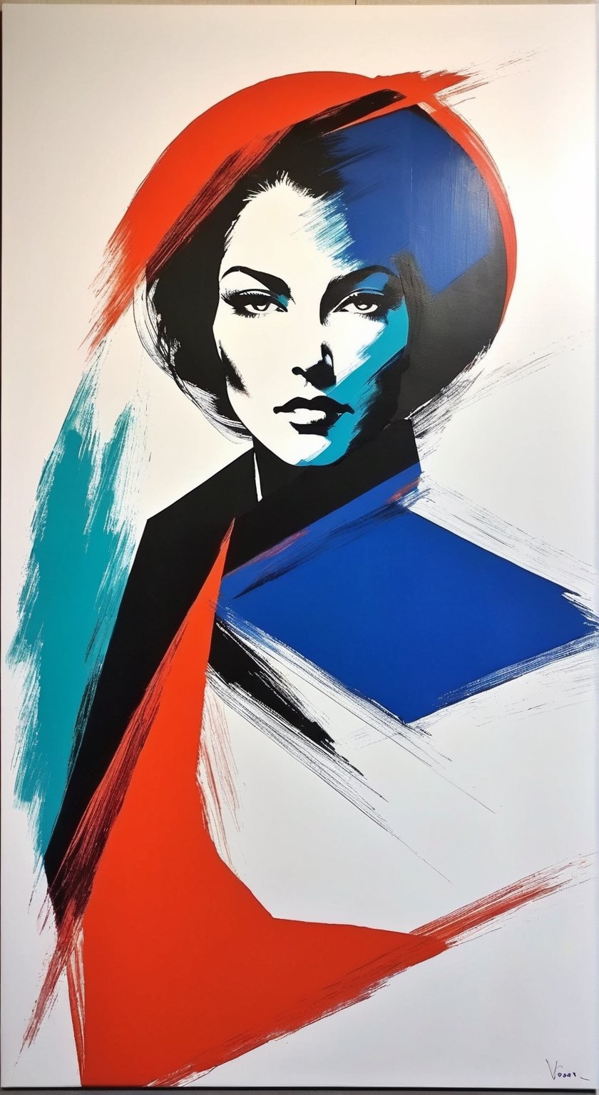 portrait of a woman, minimalist, with dynamic movement and bold colors, by vovin, ,artint,