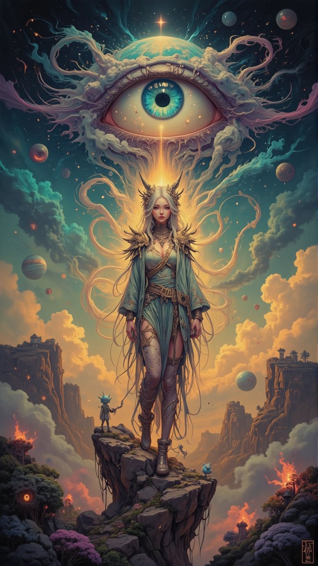 "((Enigmatic)) Beautyful girl,  ethereal presence,  standing on a floating rock by Alice42 on Tensor.Art