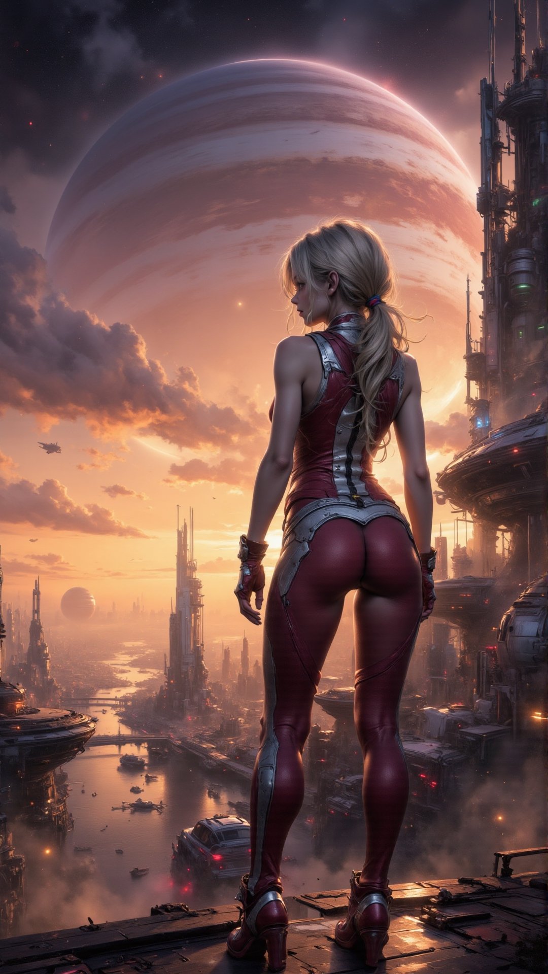 digital painting,  (((Sexy girl at space port))),  wearing form-fitting Plugsuit by Alice42 on Tensor.Art
