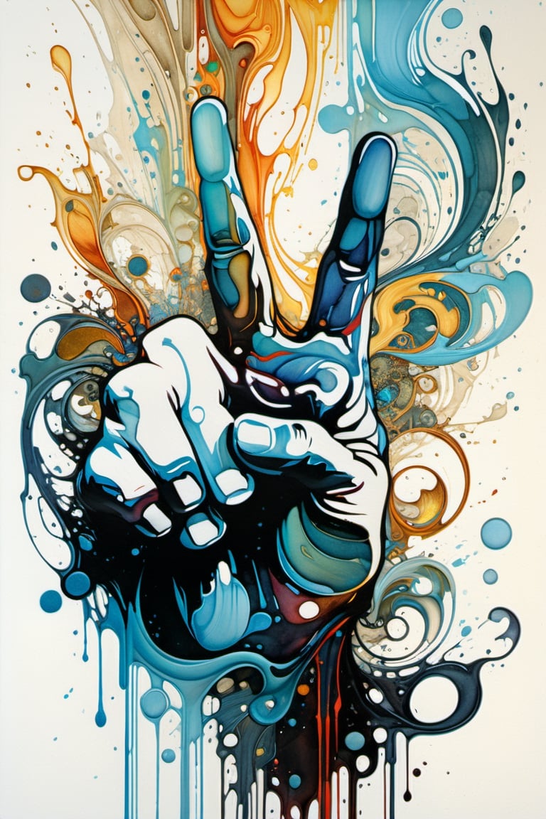  ((hand peace sign)),colorful ink flow, 64k resolution photorealistic masterpiece:by aaron horkey and jeremy mann:intricately detailed fluid gauche painting,by jean baptiste mongue, acrylic: watercolor art, professional photography, dynamic lighting, volumetric lighting maximalist photoillustration:by marton bobzert,8k resolution concept art intricately detailed, complex, elegant, majestic, ecstacy, fantastical, aspect ratio:16:9, (((no clothes)))