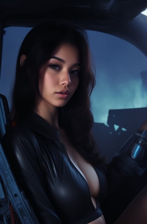steffy moreno # latina # girl # pin up # 50's # bikini top sext # daytime background # warzone # fires# terminator # cybor...