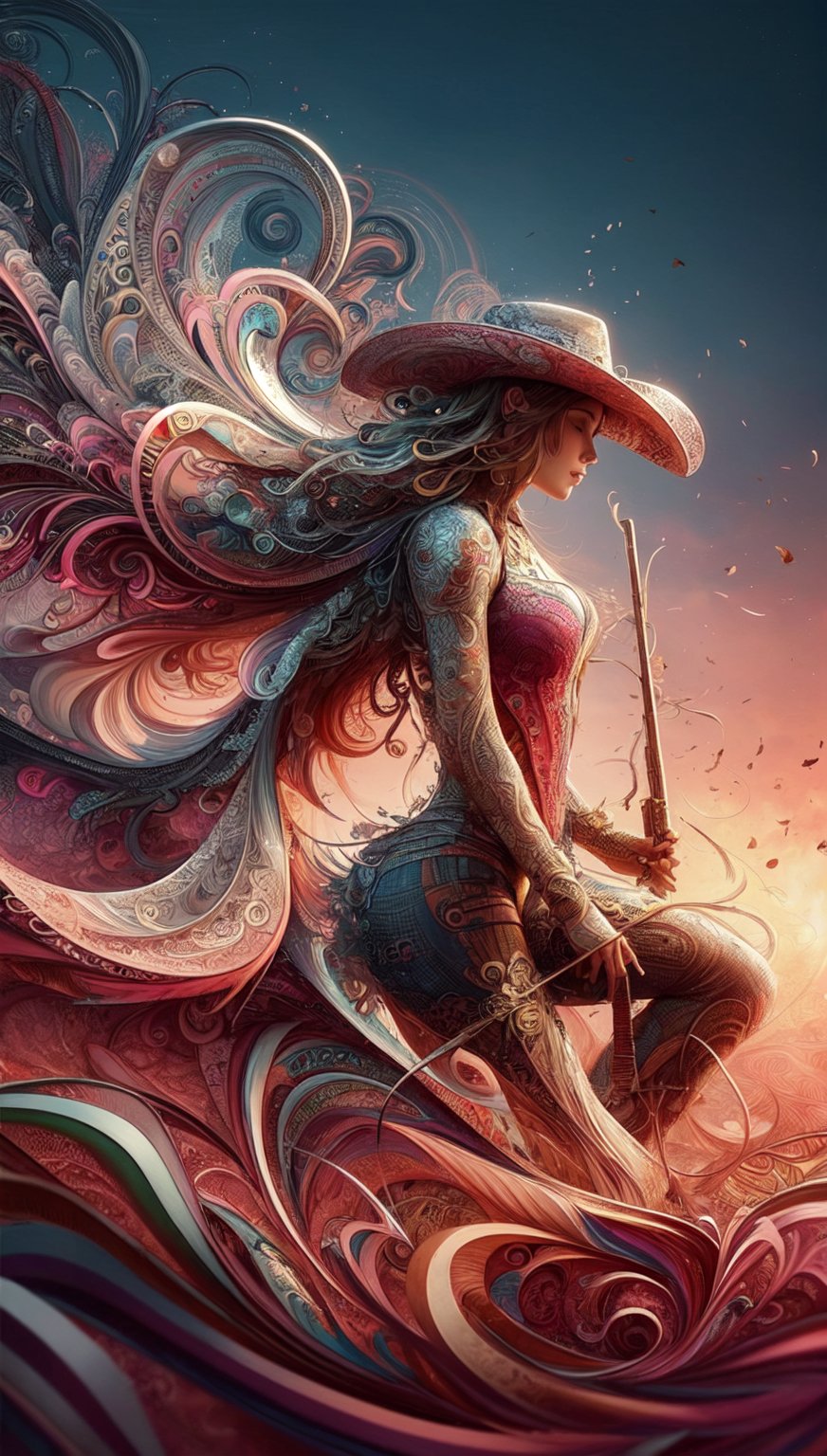 official art, unity 8k wallpaper, ultra detailed, ultra beautiful woman standing in slump model pose, and aesthetic, masterpiece, best quality, (zentangle, mandala, tangle, entangle), (fractal art:1.3) , 1girl, extremely detailed, lace, dynamic angle, cowboyphoto style, the most beautiful form of chaos, elegant, a brutalist designed, vivid colours, romanticism, by ji jean, roby antono, tran, fran bacon, mich mraz, adri ghenie, petra cortright, gert richter, taka yamamoto, ash wood, atmospheric, ecstasy of musical notes, streaming musical notes visible