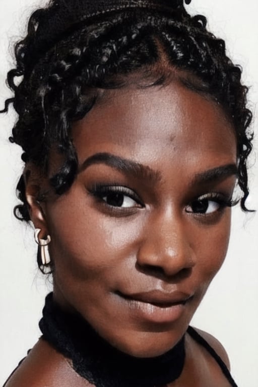 1girl, solo, long hair, looking at viewer, black hair, bare shoulders, brown eyes, jewelry, hairband, earrings, pants, dark skin, necklace, off shoulder, nail polish, sweater, dark-skinned female, lips, fingernails, book, eyelashes, makeup, forehead, ribbed sweater, curly hair, hoop earrings, nose, pen, pencil, big hair, off-shoulder sweater, very dark skin, dreadlocks, full view
