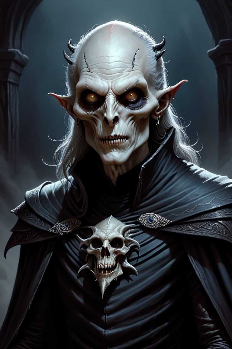 Inspired by Brandon Sanderson and Robert Jordan: Upper body Portrait of a Myrddraal from Wheel of Time fantasy books,  bla...