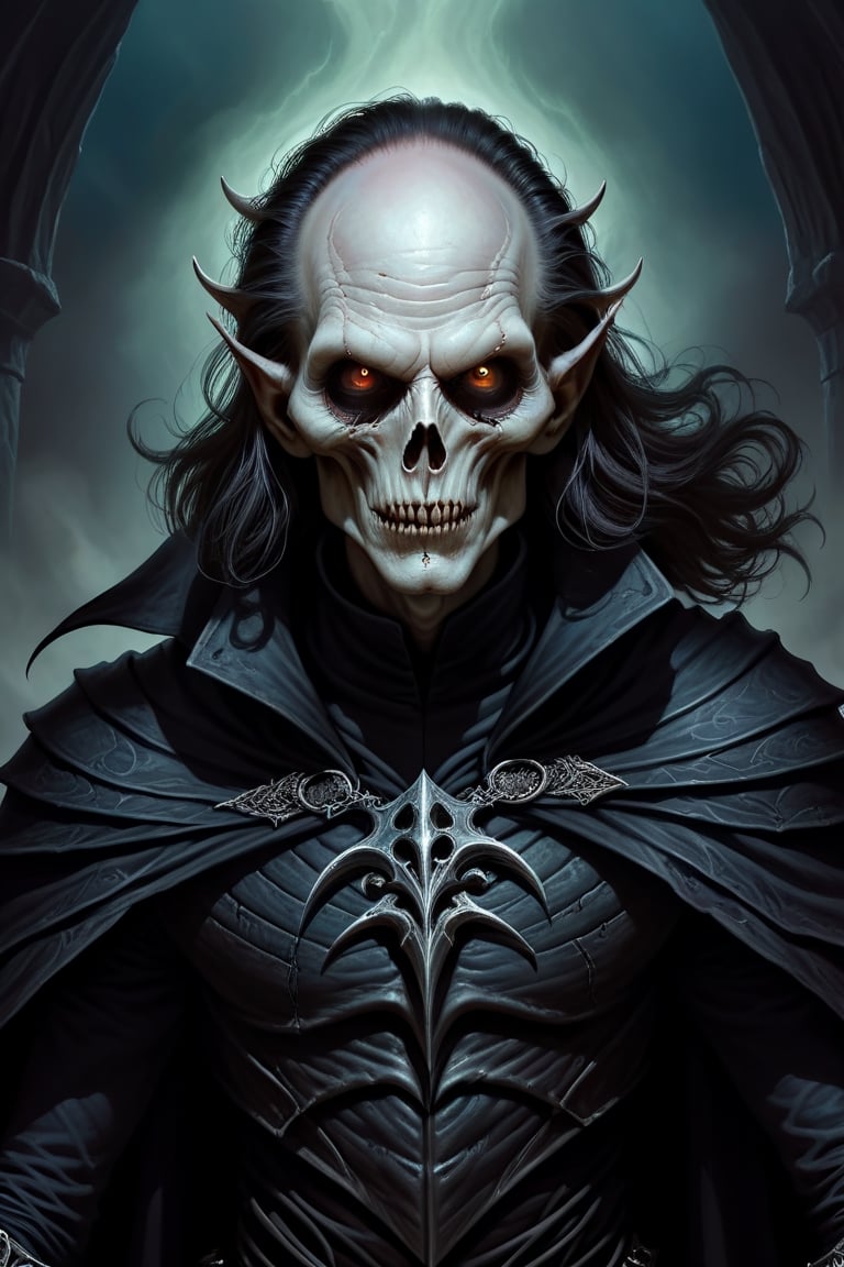 Inspired by Brandon Sanderson and Robert Jordan: Upper body Portrait of a Myrddraal from Wheel of Time fantasy books,  bla...
