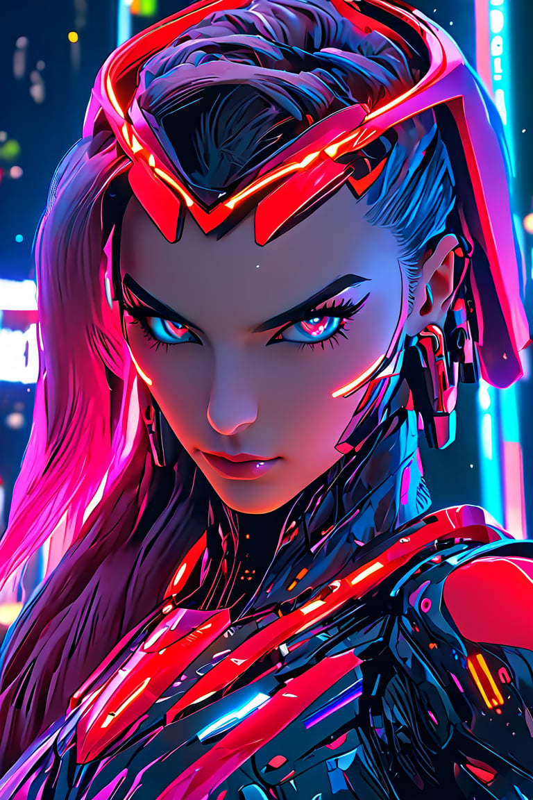 Girl, mdjrny-v4 Cyberpunk Soldier, gorgeous, princess, carbon fiber, neon white and red cybernetic armor, trimmed neon Steel, straight hair, goddess, hyper detailed, ((gorgeous detailed face)), ((beautiful detailed eyes)), galaxy eyes, 8k, symmetric, complimentary colors, insanely detailed, ultra sharp focus, elegance, majestic, masterpiece, complex, elegant, expansive, fantastical, Essence, golden ratio, high quality model, cinematic lighting, beautiful landscape, volumetric lighting, concept art, perfection, rich deep colors, Rim Lighting, Soft Lighting