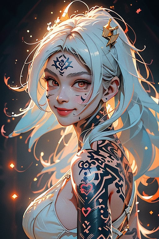 pretty girl,  ((face tattooed with geometric patterns)),  colorful eyes by iojao on Tensor.Art