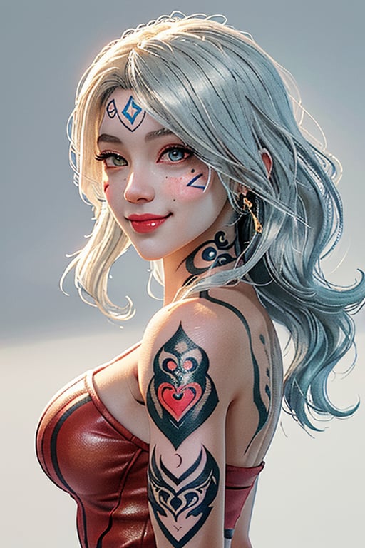 pretty girl,  ((face tattooed with geometric patterns)),  colorful eyes by iojao on Tensor.Art