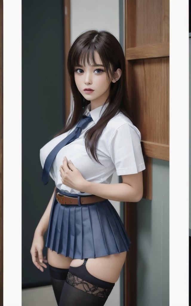 (best quality, masterpiece, RAW photo,ultra-detailed:1.2),realistic,detailed face,beautiful, huge breasts, looking at viewer, 
multipleGirlsGroup_v10:0.5,Harem,multiple girls,3girls,line-up, (school uniform, serafuku, pleated miniskirt, miniskirt, mini thighhighs),detailed panties, gart belt,
standing on show-window, add_detail:0.4