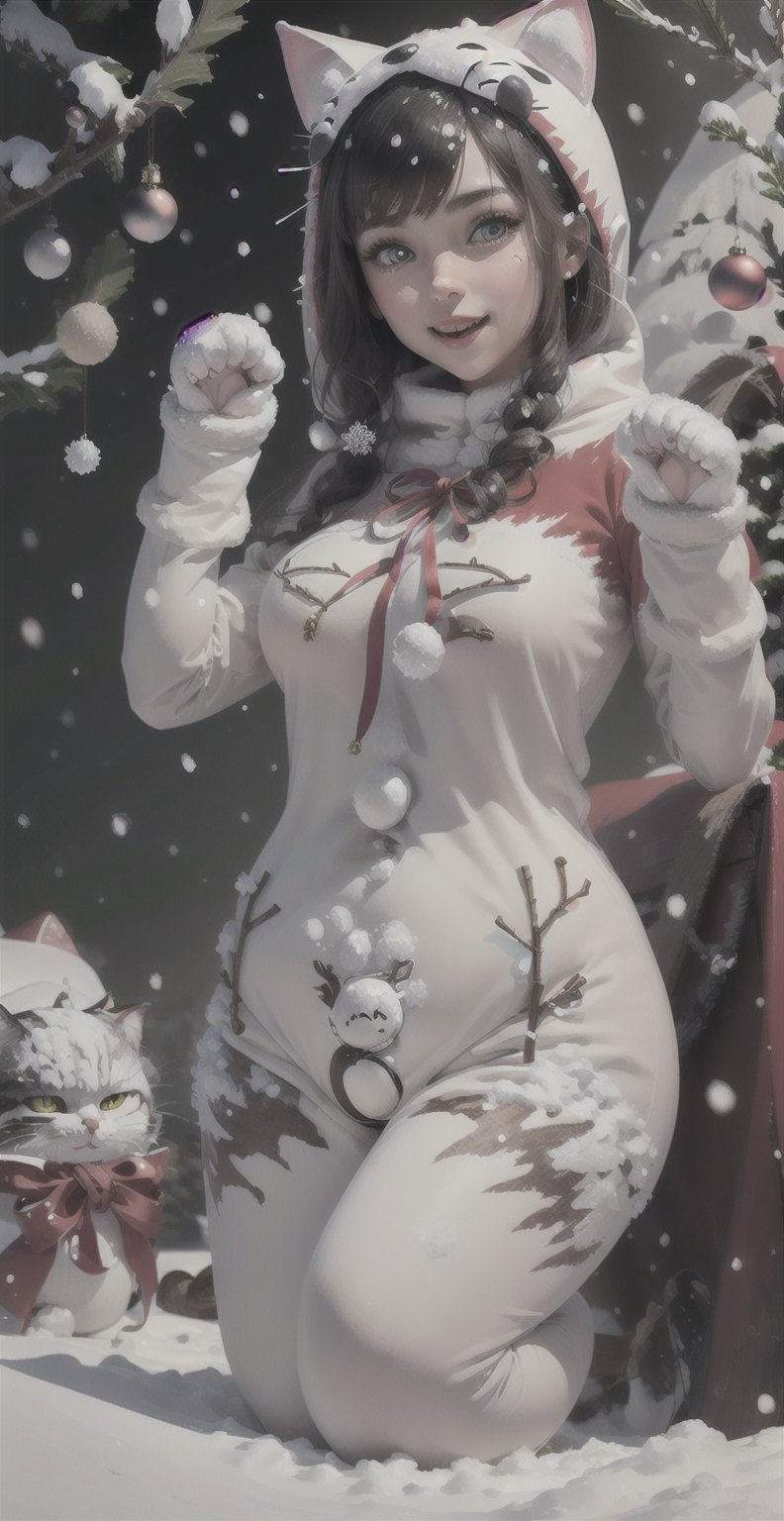 laugh,( snow Cat costume:1.5),Christmas,High detailed (((paw pose))),best quality, detailed skin, detailed face, 1girl, low teen, school girl,
High detailed(Christmas illumination room, bright background) ,Christmas 1girl