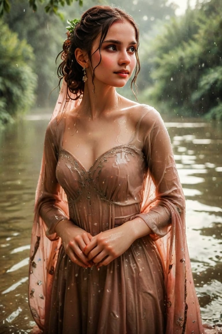 beautiful photo of a soaking wet girl. (masterpiece, top quality, best quality, official art, beautiful and aesthetic, wearing ballgown drapped with shawl:1.2), (1girl:1.4), portrait, extreme detailed, highest detailed, simple background, 16k, high resolution, perfect dynamic composition, bokeh, (sharp focus:1.2), super wide angle, high angle, high color contrast, medium shot, depth of field, blurry background,,itacstl, slight smile, ballgown, full sleeve

(wet clothes, wet hair, wet, wet face, wet skin, : 1.4 ), soakingwetclothes, wet clothes, wet hair, Visual Anime,Pakistani dress