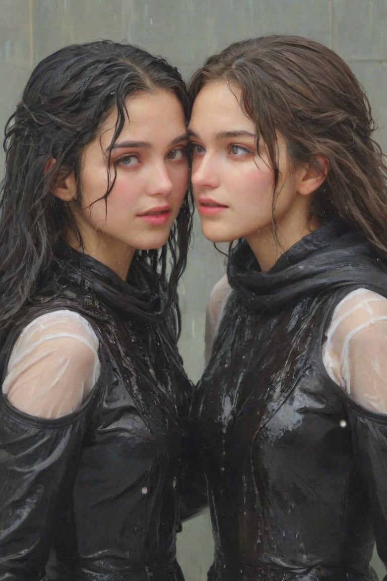 (2 girl,  two girls kissing,  wet clothes by user_635241391521507132 on Tensor.Art