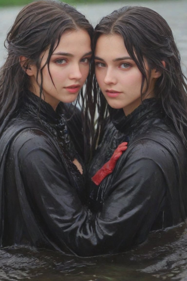 (2 girl,  two girls kissing,  wet clothes by user_635241391521507132 on Tensor.Art