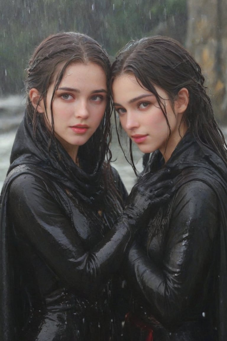 (2 girl,  two girls kissing,  wet clothes by user_635241391521507132 on Tensor.Art