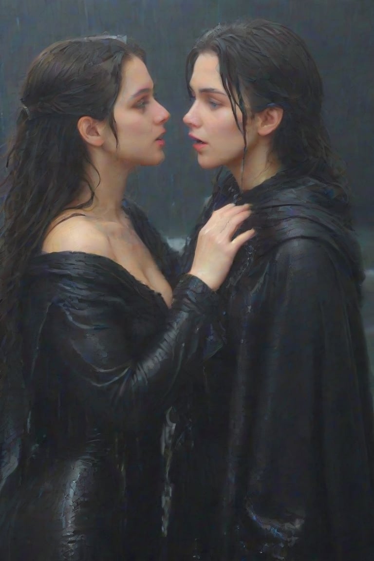 (2 girl,  two girls kissing,  wet clothes by user_635241391521507132 on Tensor.Art
