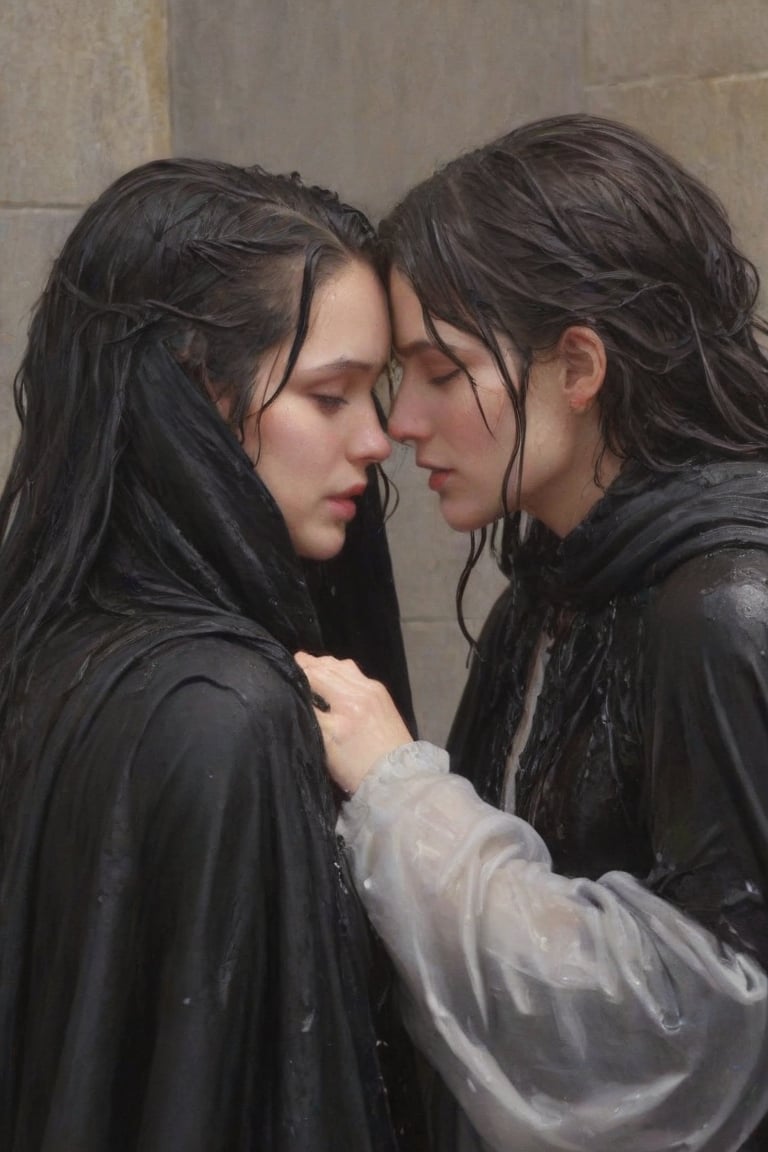 (2 girl,  two girls kissing,  wet clothes by user_635241391521507132 on Tensor.Art
