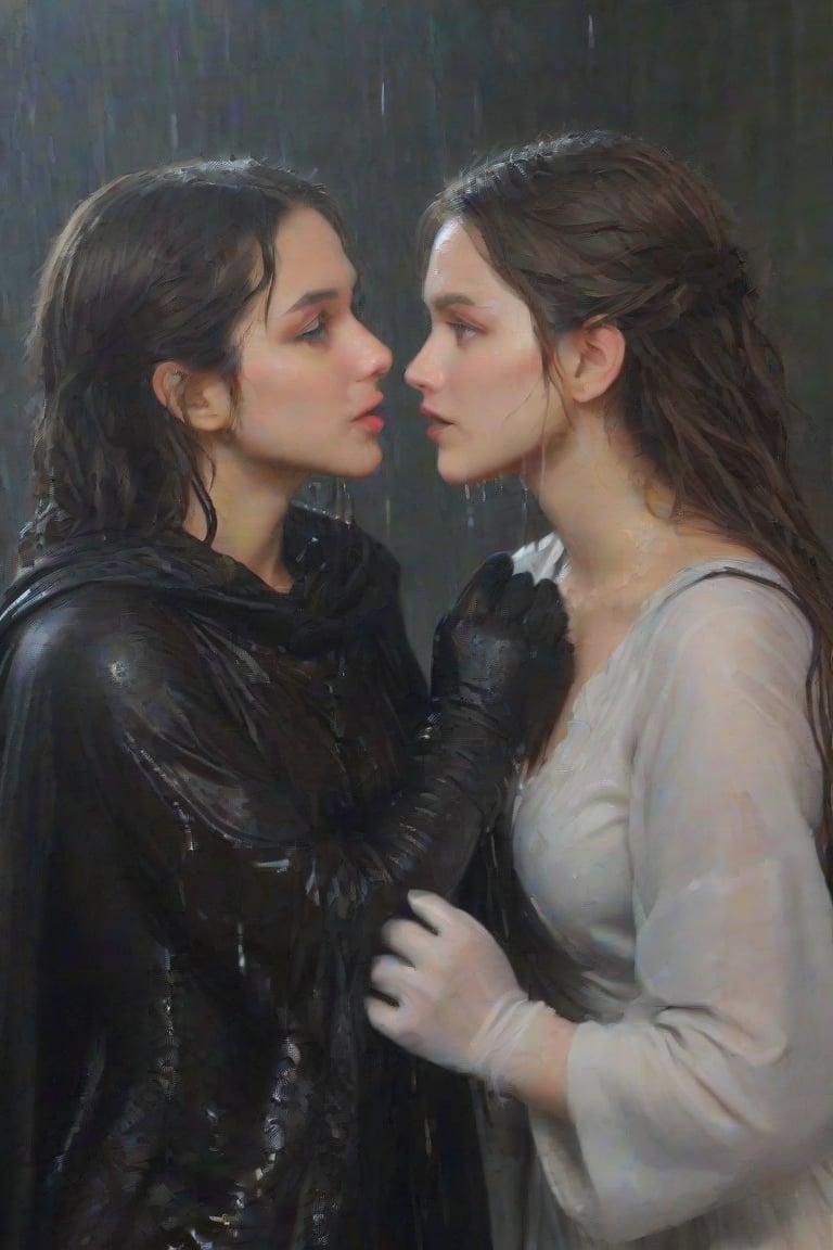 (2 girl,  two girls kissing,  wet clothes by user_635241391521507132 on Tensor.Art