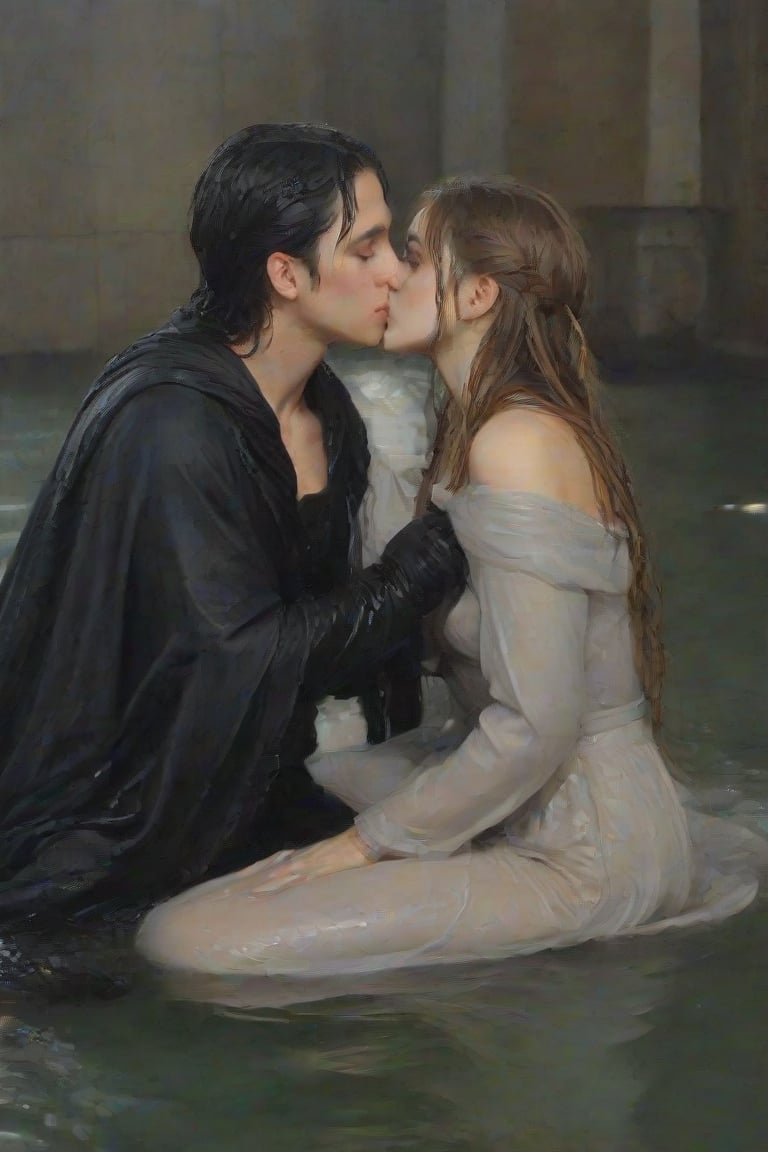 (2 girl,  two girls kissing,  wet clothes by user_635241391521507132 on Tensor.Art