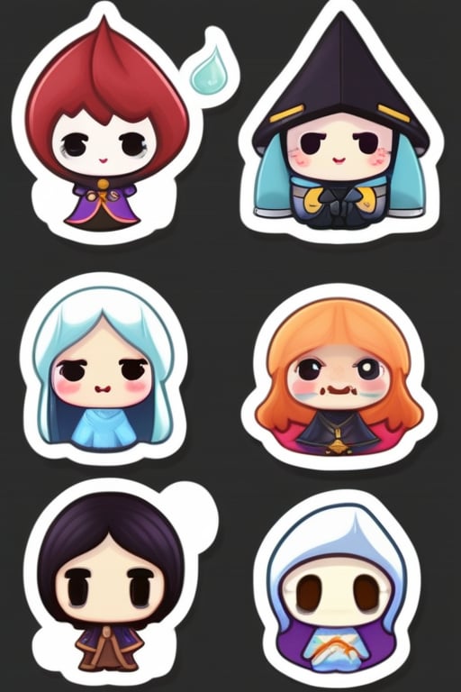 Un set de stickers de magos,  fondo blanco,  kawaii by Guszkoh on Tensor.Art