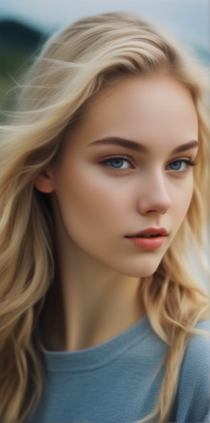 photorealistic,portrait of  Dutch teen girl, 16-years-old,  innocent face, (ultra realistic,best quality),photorealistic,Extremely Realistic, in depth, cinematic light, 1girl,(medium-long blonde  hair:1.4),outdoors,(front:1.3),(standing:1.3),seaside,cloudy sky,High-low skirt,(cowboy_shot:1.2),navel wavy hair, perfect lighting, vibrant colors, intricate details, high detailed skin, pale skin, intricate background, realism,realistic,raw,analog,portrait,photorealistic, taken by Canon EOS,SIGMA Art Lens 35mm F1.4,ISO 200 Shutter Speed 2000,Vivid picture,(((Accurate eyes))),Photorealistic:1.4,Dutch teen