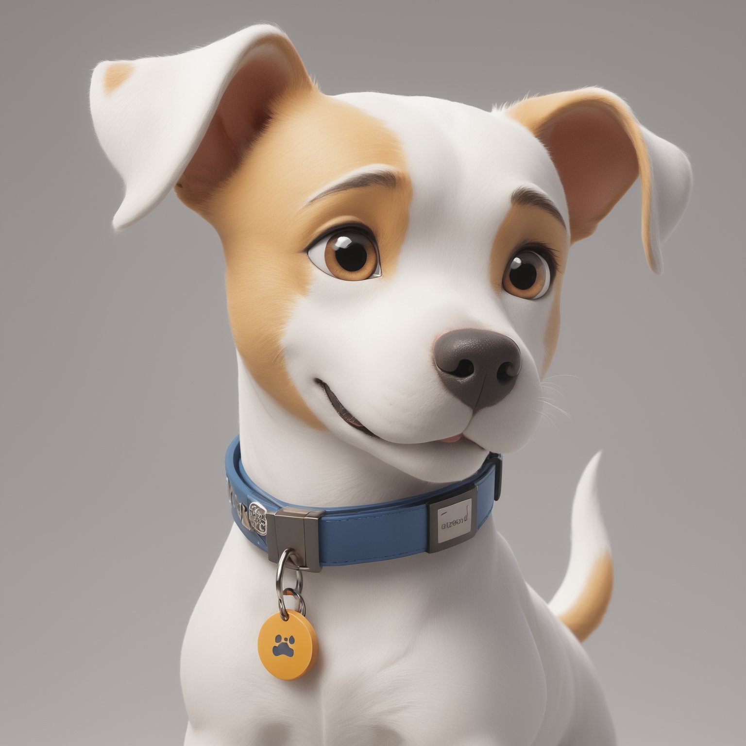 Create a 3D watercolor-style illustration for Tensor.art featuring a cheerful argentinian dogo  dog character with Pixar-like charm and large, friendly eyes. Full body, looking at the camera. Ensure that the dog's collar tag prominently displays in capital letters a “TA” logo.
Incorporate intricate details while maintaining a cartoonish aesthetic. Use a lively and inviting color palette to evoke warmth and friendliness. Ensure a clean, uncluttered white background for a professional look and illuminate the scene well to highlight the argentinian dogo dog, canvas, and computer screen.
The character should represent creativity and accessibility, aligning with Tensor.art's mission to make art approachable. It should be easily recognizable and exude charm and playfulness, leaving a lasting impression.

The goal is to establish Tensor.art's visual identity as both professional and welcoming, emphasizing the fusion of art and technology in a playful and approachable manner. The result should be distinctive, well-lit, and reflective of the platform's essence.