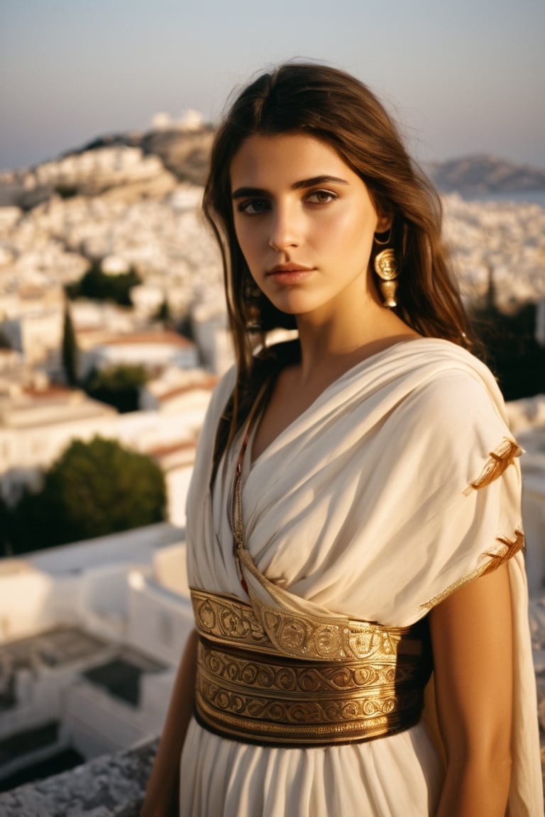 Detailed portrait of Beautiful greek girl on traditional Athens outfit shot,  on Hasselblad 501c three point lighting Sci-...