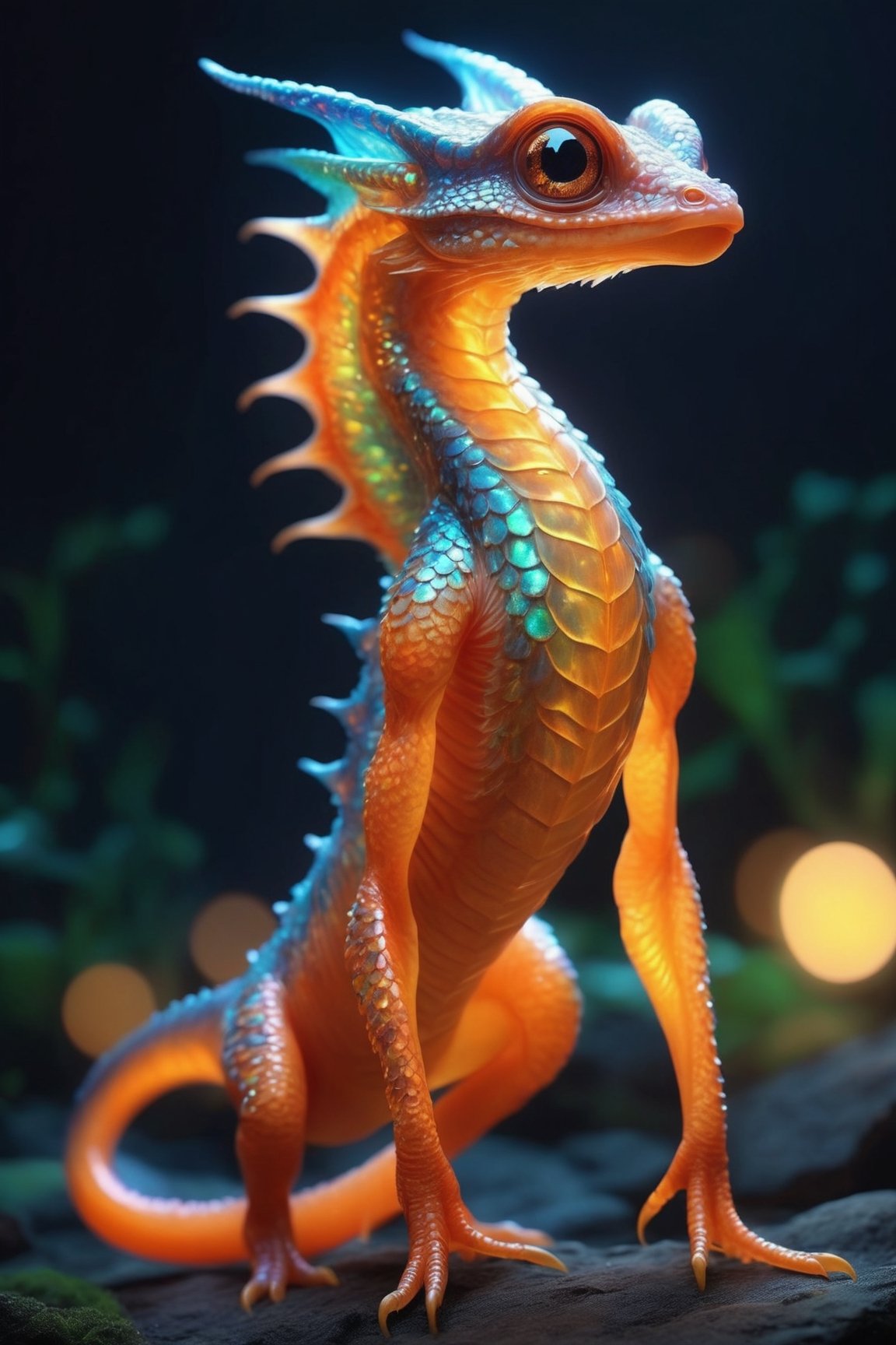 Realistic photo of an unknown alien creature with a large transparent head,  the creature's head is transparent,  the crea...