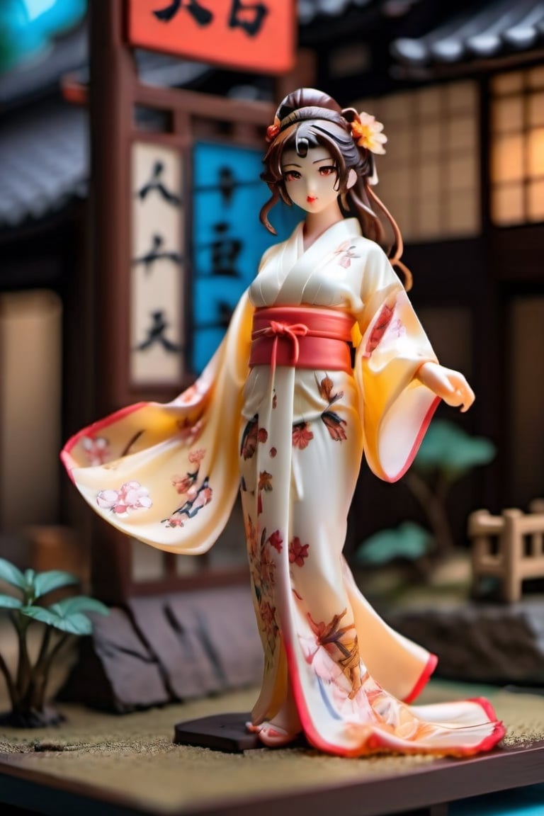Ultra detailed,  fully assembled Japanese plastic figure of a random hentai provocative pose wife lady wearing a transluce...