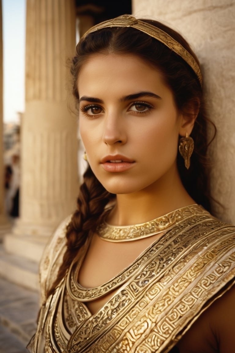 Detailed portrait of Beautiful greek girl on traditional Athens outfit shot,  on Hasselblad 501c three point lighting Sci-...
