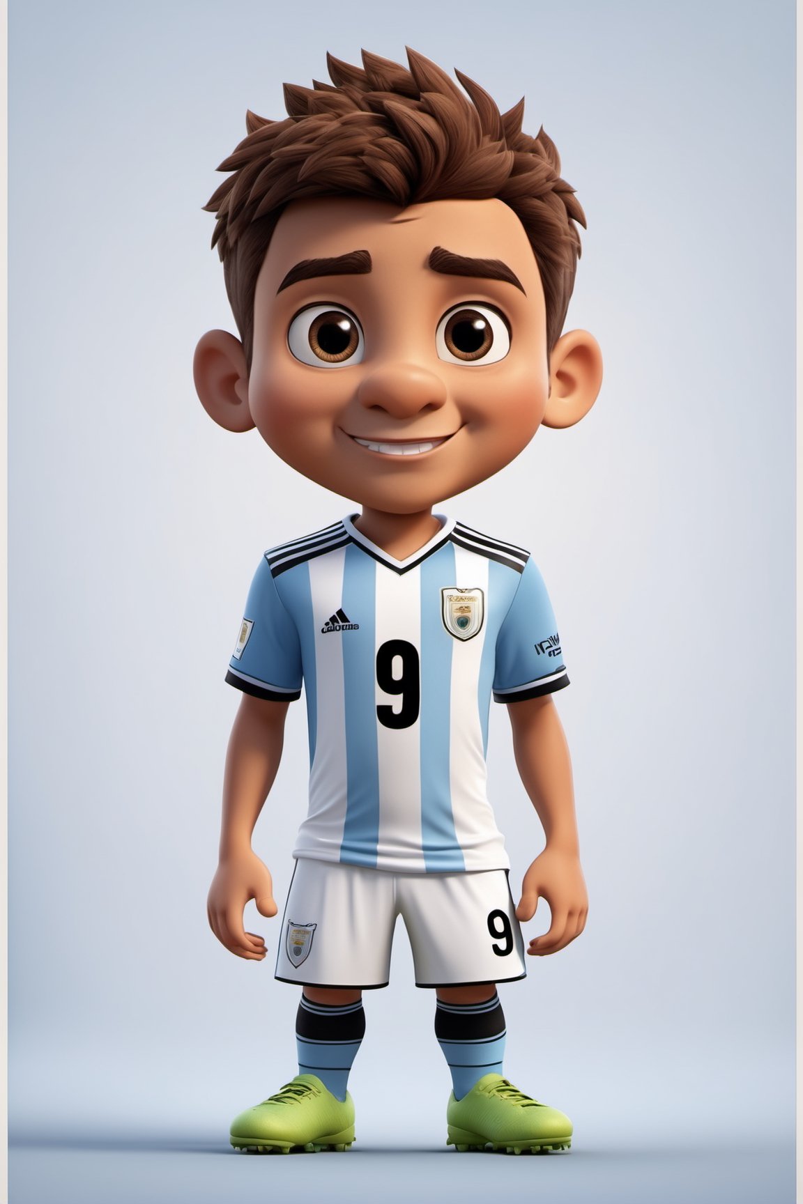 (full body) Tribal version mascot of cute and cubby Julian Alvarez,  #9 shirt,  Argentina soccer team by LaRecalcada on Te...