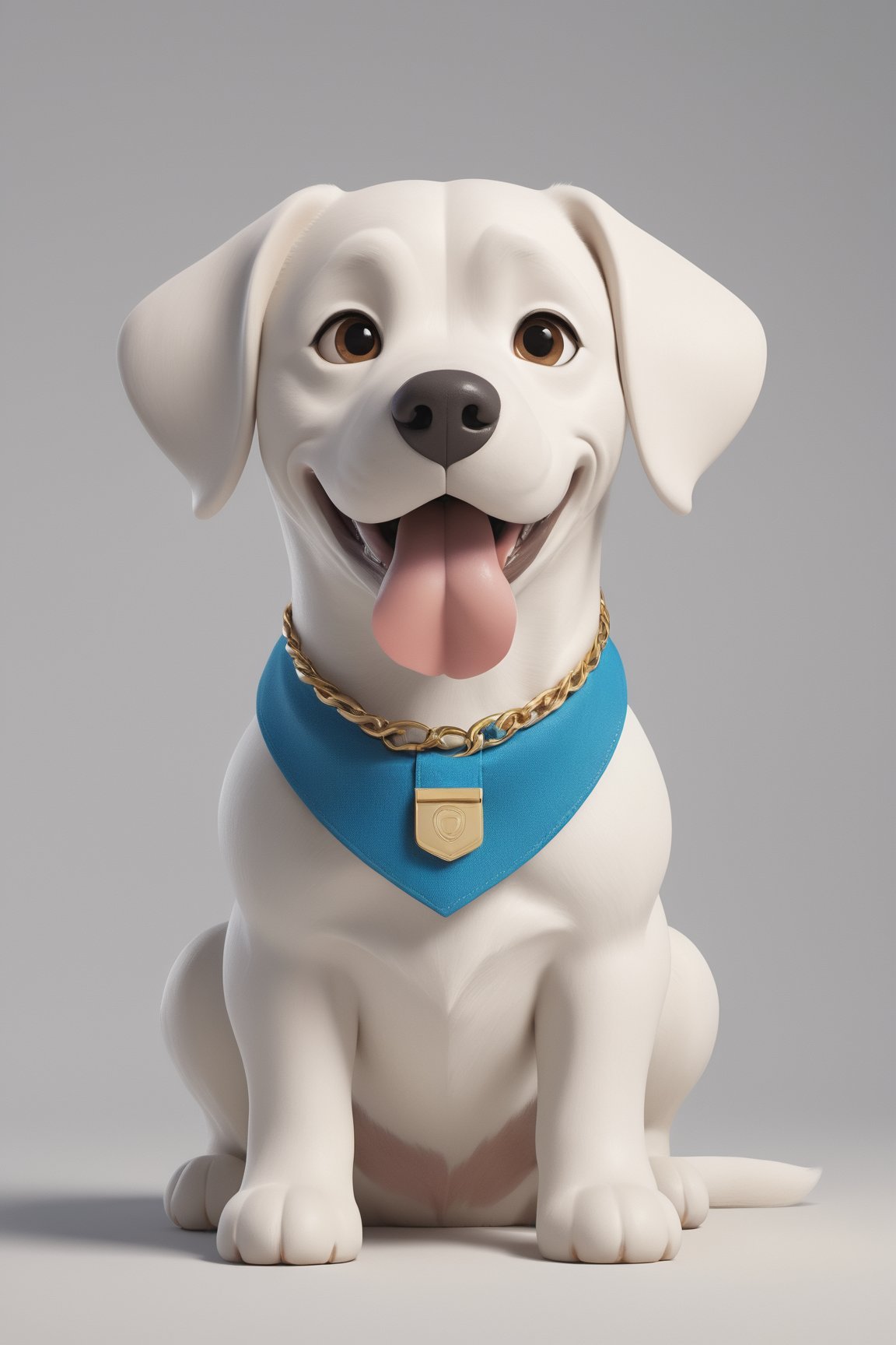 Create a 3D watercolor-style illustration for Tensor.art featuring a cheerful argentinian dogo  dog character with Pixar-like charm and large, friendly eyes. Full body, looking at the camera. Ensure that the dog's collar tag prominently displays ((sign word " T.A " on chest)).
Incorporate intricate details while maintaining a cartoonish aesthetic. Use a lively and inviting color palette to evoke warmth and friendliness. Ensure a clean, uncluttered white background for a professional look and illuminate the scene well to highlight the argentinian dogo dog, canvas, and computer screen.
The character should represent creativity and accessibility, aligning with Tensor.art's mission to make art approachable. It should be easily recognizable and exude charm and playfulness, leaving a lasting impression.

The goal is to establish Tensor.art's visual identity as both professional and welcoming, emphasizing the fusion of art and technology in a playful and approachable manner. The result should be distinctive, well-lit, and reflective of the platform's essence.