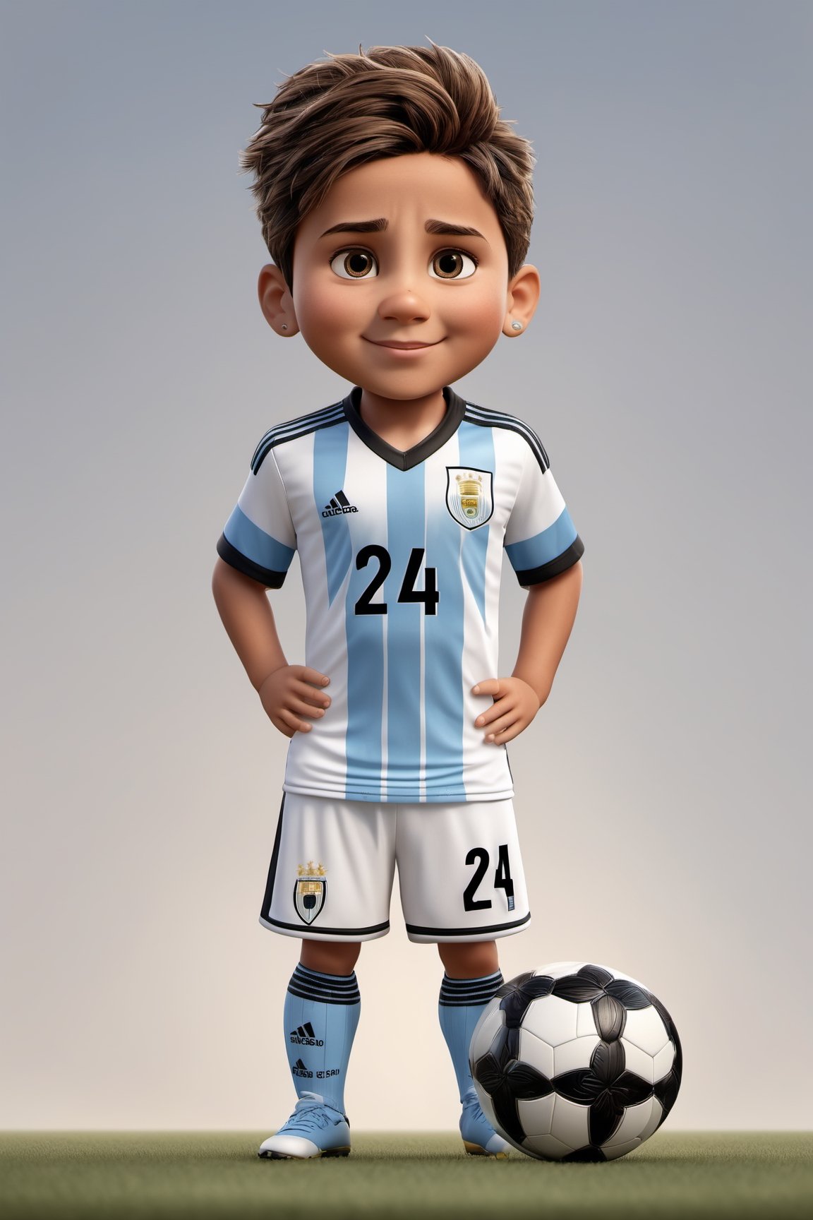 (full body) Tribal version of cute and cubby Enzo Fernandez,  #24 shirt,  Argentina soccer team by LaRecalcada on Tensor.Art