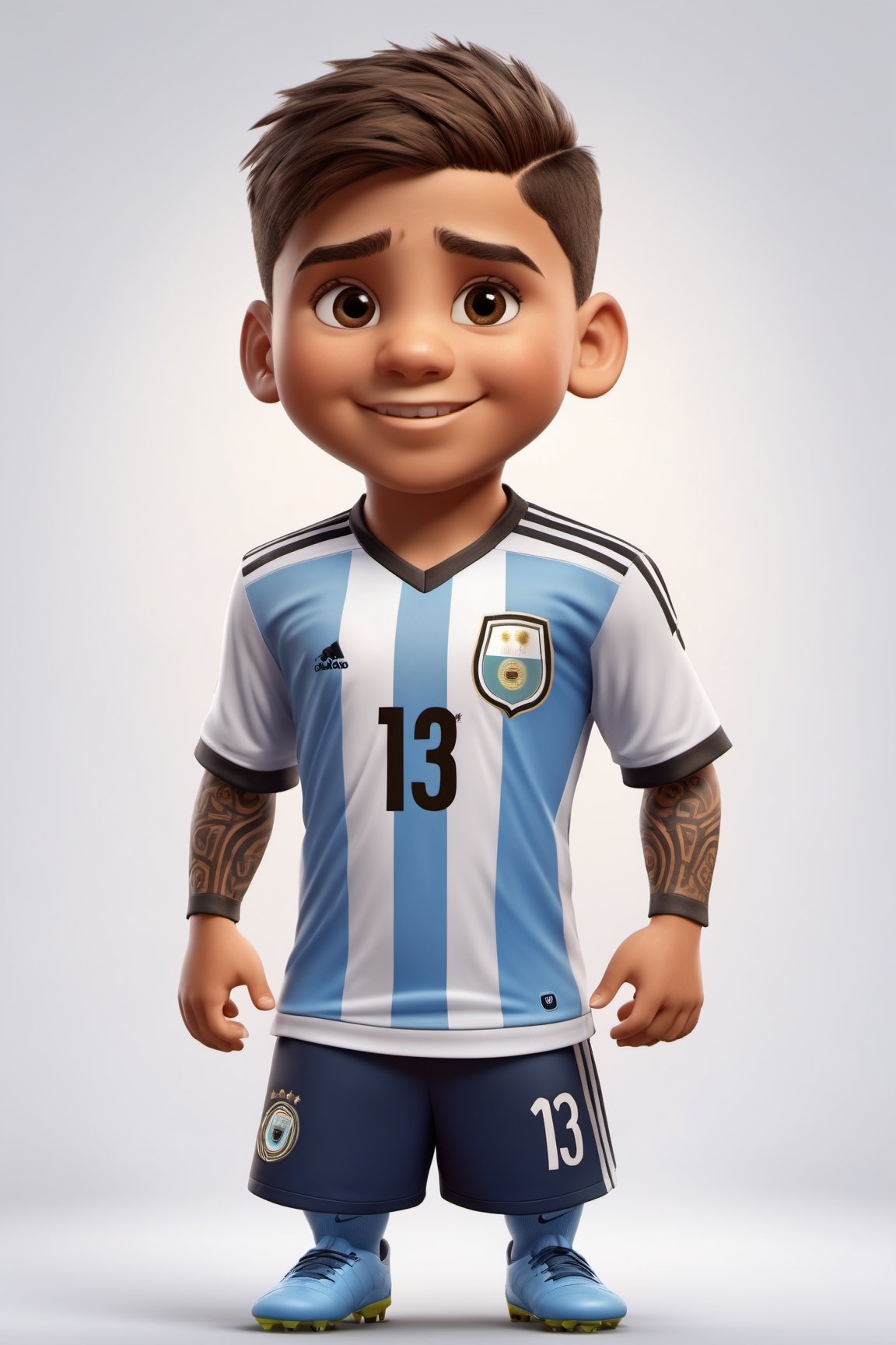 (full body) Tribal version of cute and cubby Cuti Romero,  #13 shirt,  Argentina soccer team by LaRecalcada on Tensor.Art