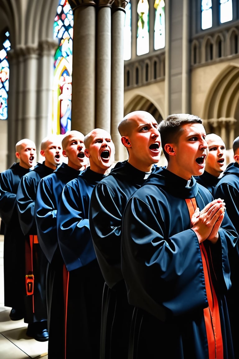 Franciscan Monks singing at cathedral when the Holy Spirit descends among them 