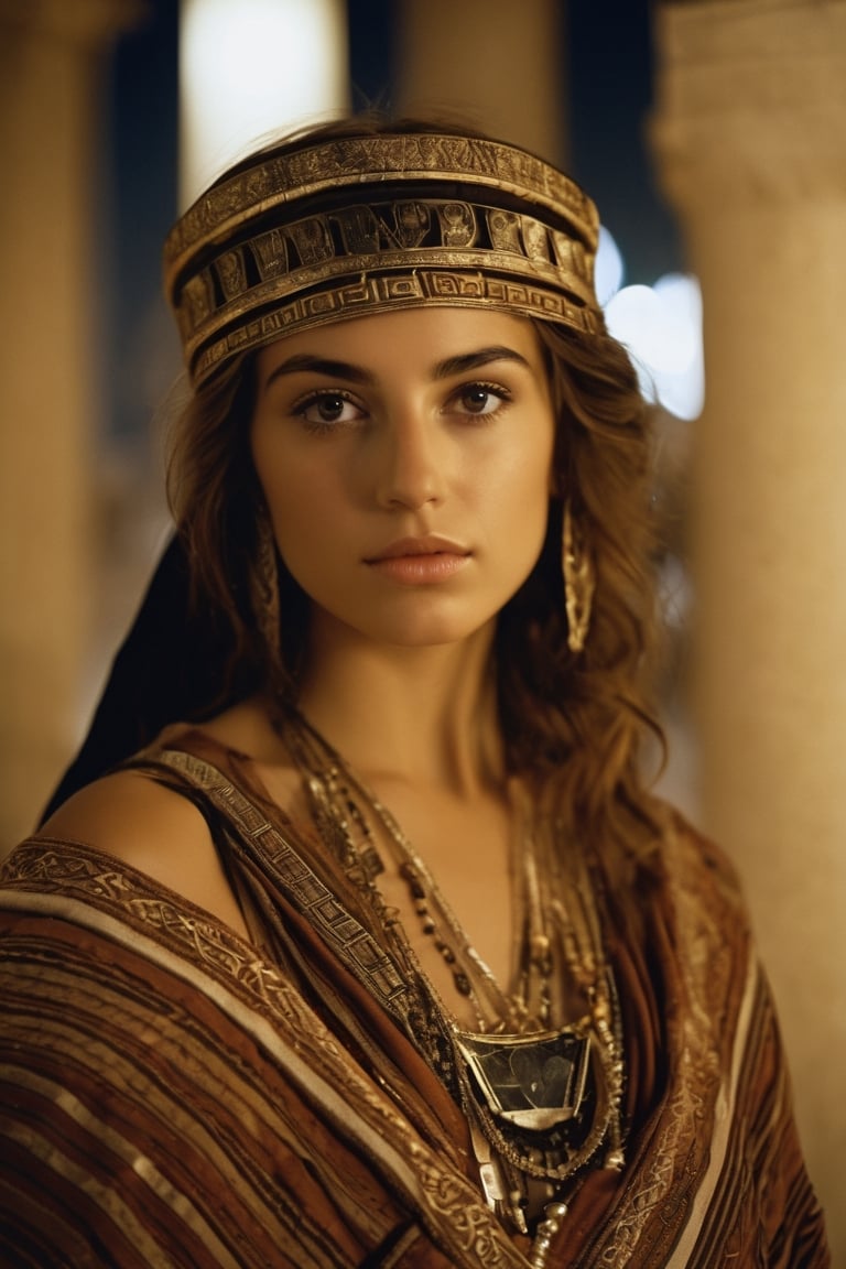 Detailed portrait of Beautiful greek girl on traditional Athens outfit shot,  on Hasselblad 501c three point lighting Sci-...