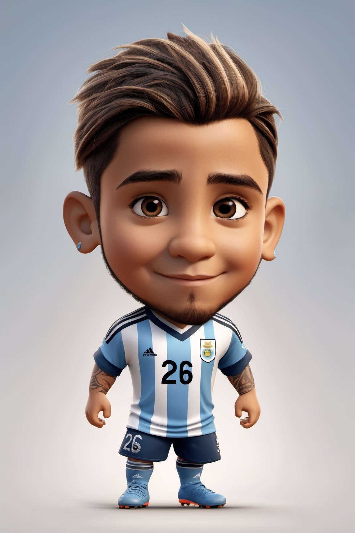 (full body) Tribal version of cute and cubby Nahuel Molina,  #26 shirt,  Argentina soccer team by LaRecalcada on Tensor.Art