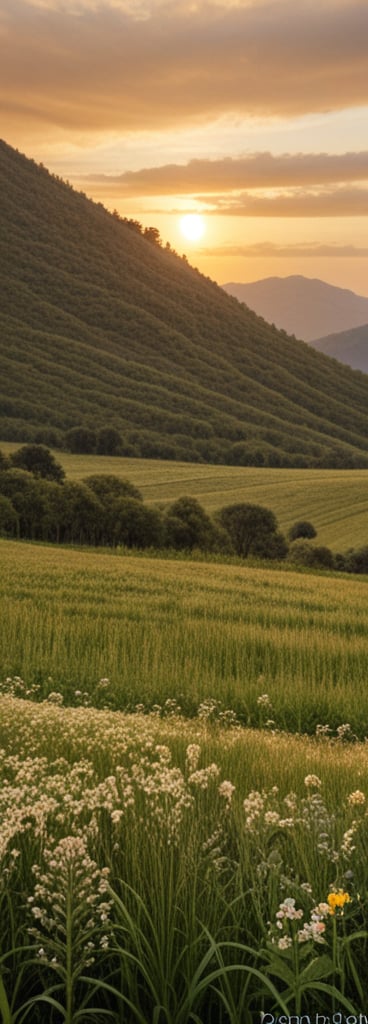 A serene rural Bulgarian scene unfolds as a young woman, clad in traditional peasant attire and radiating a warm smile, leads her flock of goats along the riverbank at dawn. The soft golden light of early morning casts a gentle glow on the lush green surroundings, accentuating the rustic beauty of the landscape.