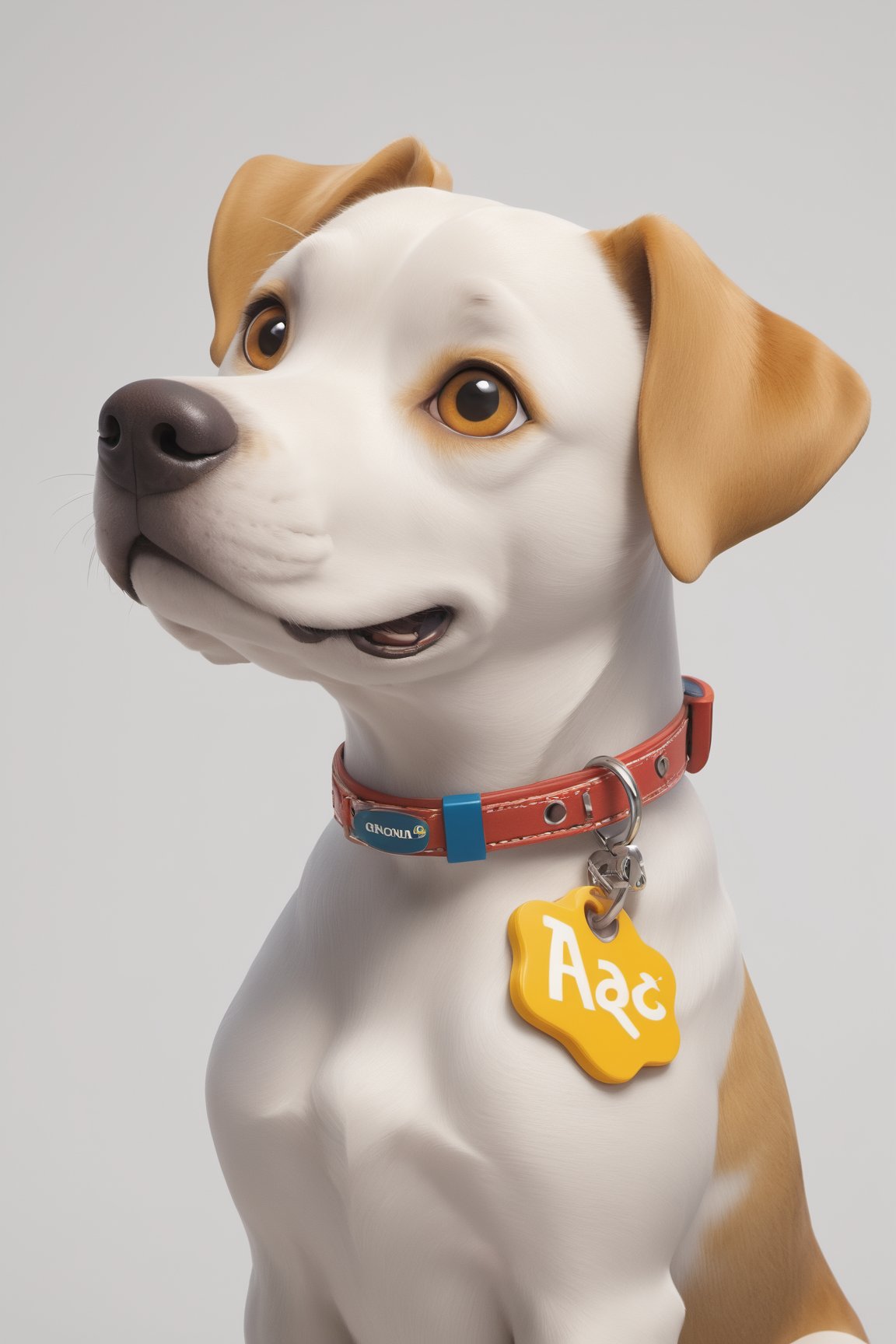 Create a 3D watercolor-style illustration for Tensor.art featuring a cheerful argentinian dogo  dog character with Pixar-like charm and large, friendly eyes. Full body, looking at the camera. Ensure that the dog's collar tag prominently displays in capital letters a “TA” logo.
Incorporate intricate details while maintaining a cartoonish aesthetic. Use a lively and inviting color palette to evoke warmth and friendliness. Ensure a clean, uncluttered white background for a professional look and illuminate the scene well to highlight the argentinian dogo dog, canvas, and computer screen.
The character should represent creativity and accessibility, aligning with Tensor.art's mission to make art approachable. It should be easily recognizable and exude charm and playfulness, leaving a lasting impression.

The goal is to establish Tensor.art's visual identity as both professional and welcoming, emphasizing the fusion of art and technology in a playful and approachable manner. The result should be distinctive, well-lit, and reflective of the platform's essence.